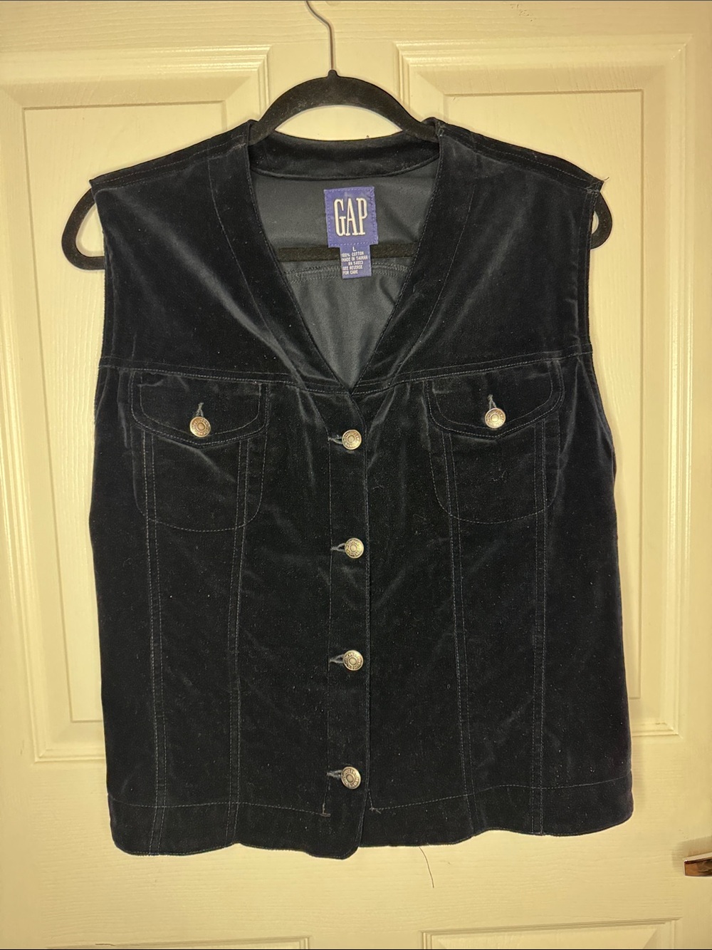 GAP Vintage Black Velvet V-Neck Vest